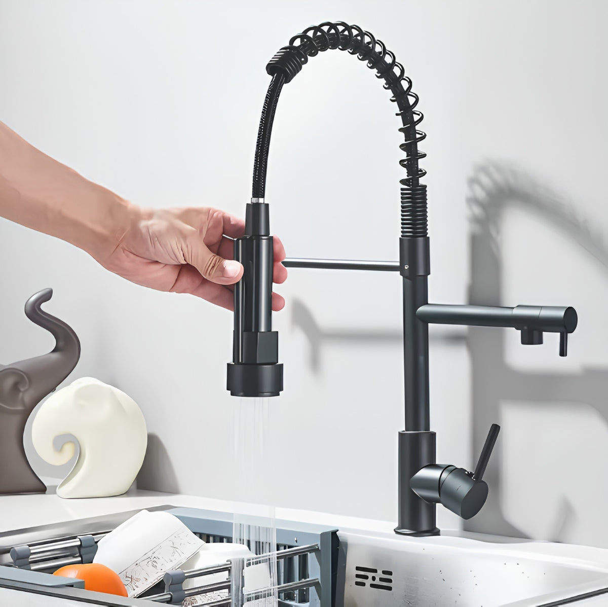Mitigeur de Cuisine Double Bec Pivotant avec Douchette Extractible – Duo®