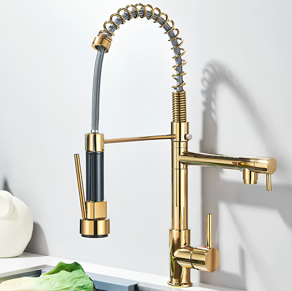 Mitigeur de Cuisine Double Bec Pivotant avec Douchette Extractible – Duo®