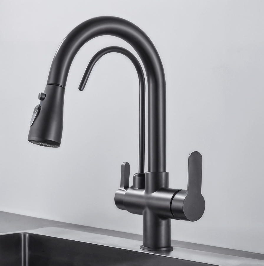 Mitigeur de Cuisine 3 Voies à Douchette Extractible Double Commande – Trio®