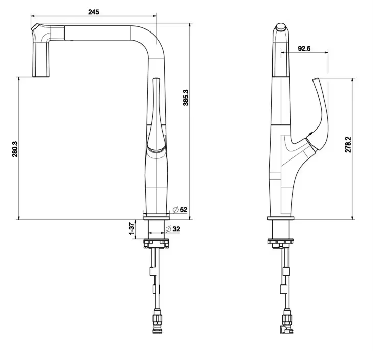 Source® – schéma technique avec dimensions