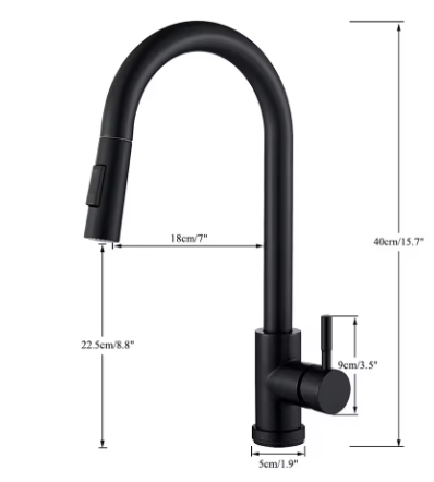 Flux® Noir – schéma technique avec dimensions